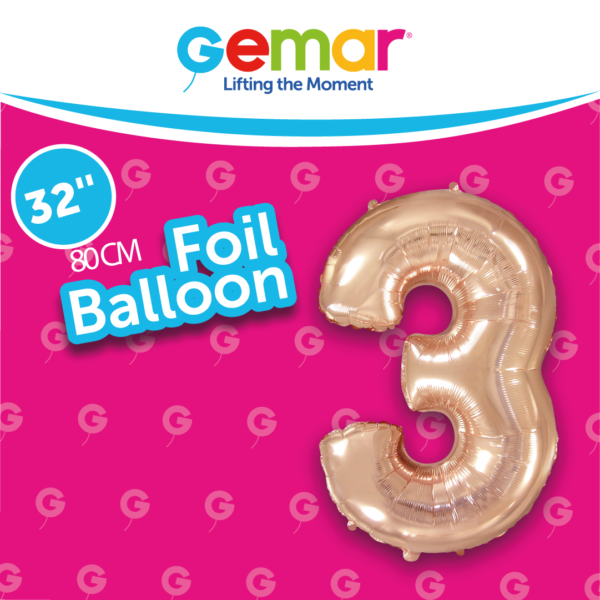 Number 3 Rose Gold 171433 32"